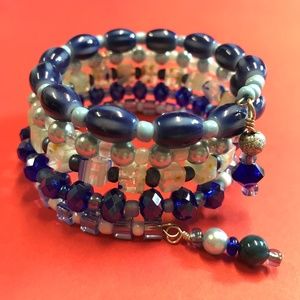 Blue Moon Memory Wrap Bracelet With Charm Dangles